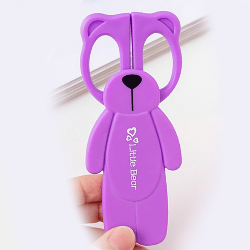 Mini Bear Plastic Scissors Paper Cutting Stationery Safety Small Scissors