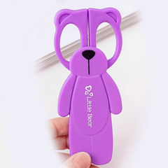 Mini Bear Plastic Scissors Paper Cutting Stationery Safety Small Scissors