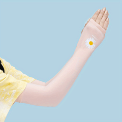 Daisy Print Ice Sleeve Sun Protection Outdoor Driving Gloves