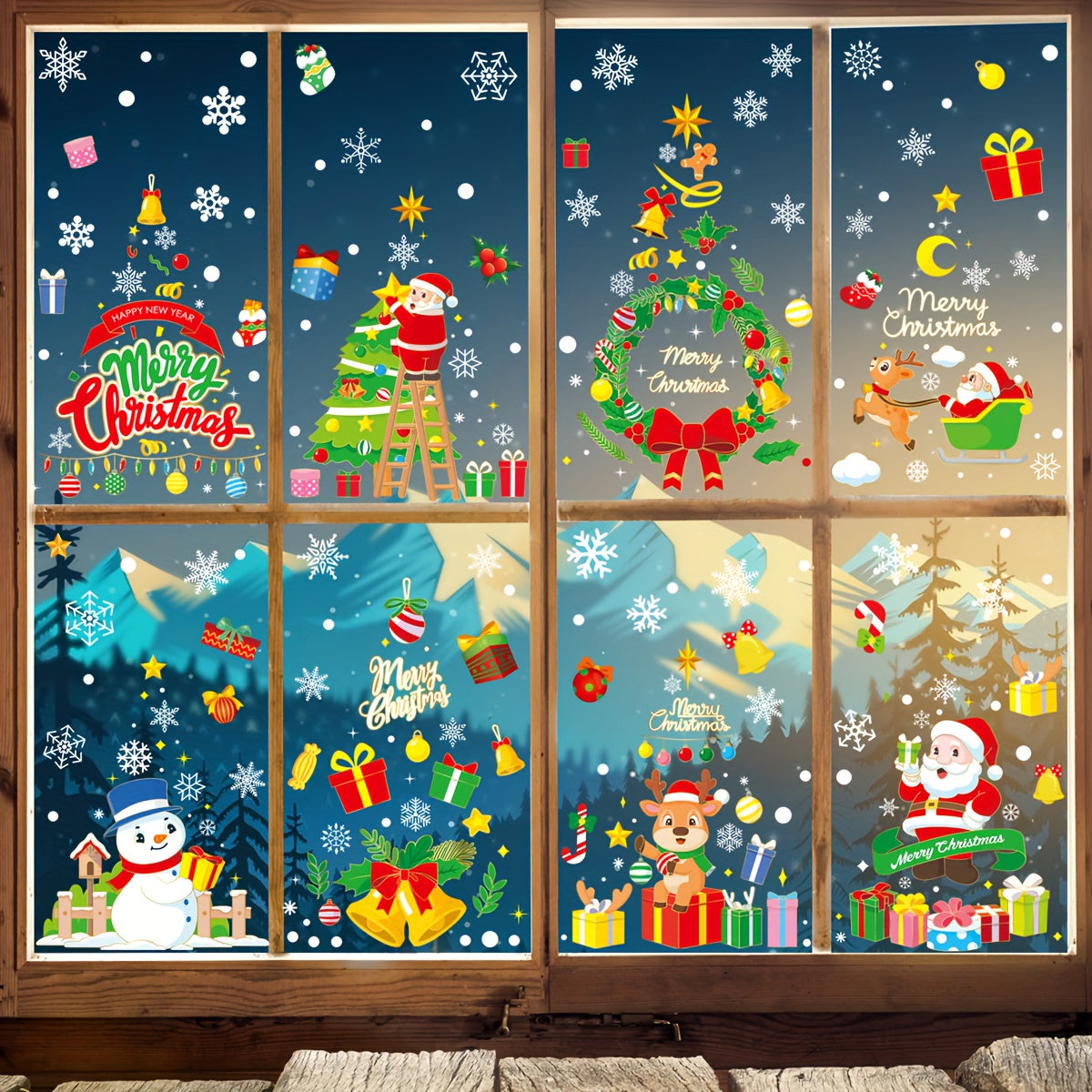 Large Christmas Stickers Santa Claus Tree Window Decoration