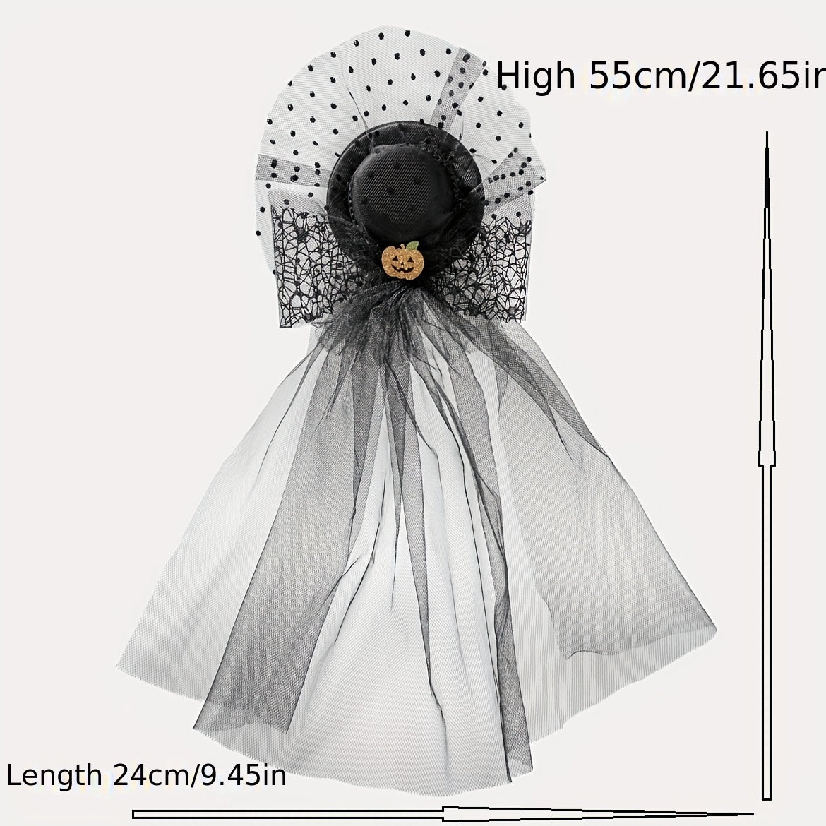 Halloween Pumpkin Decor Head Veil Mesh Lace Hair Accessory