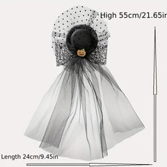 Halloween Pumpkin Decor Head Veil Mesh Lace Hair Accessory