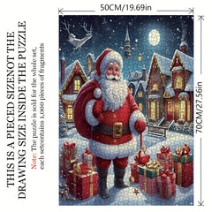 1000pcs Jigsaw Puzzle Santa Claus & Snowy Village Scene for Adults