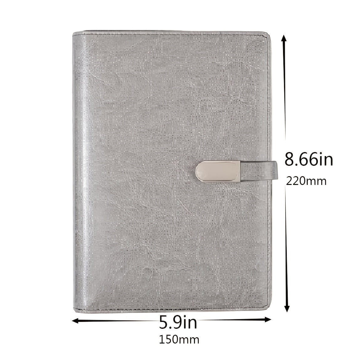Refillable A5 PU Leather Notebook Binder Cover 6 Ring Magnetic Closure