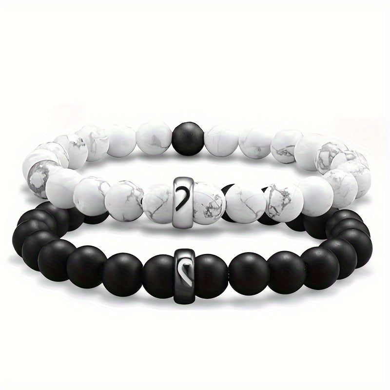 Natural Stone Matching Couple Bracelets for Him & Her High Stretchy C