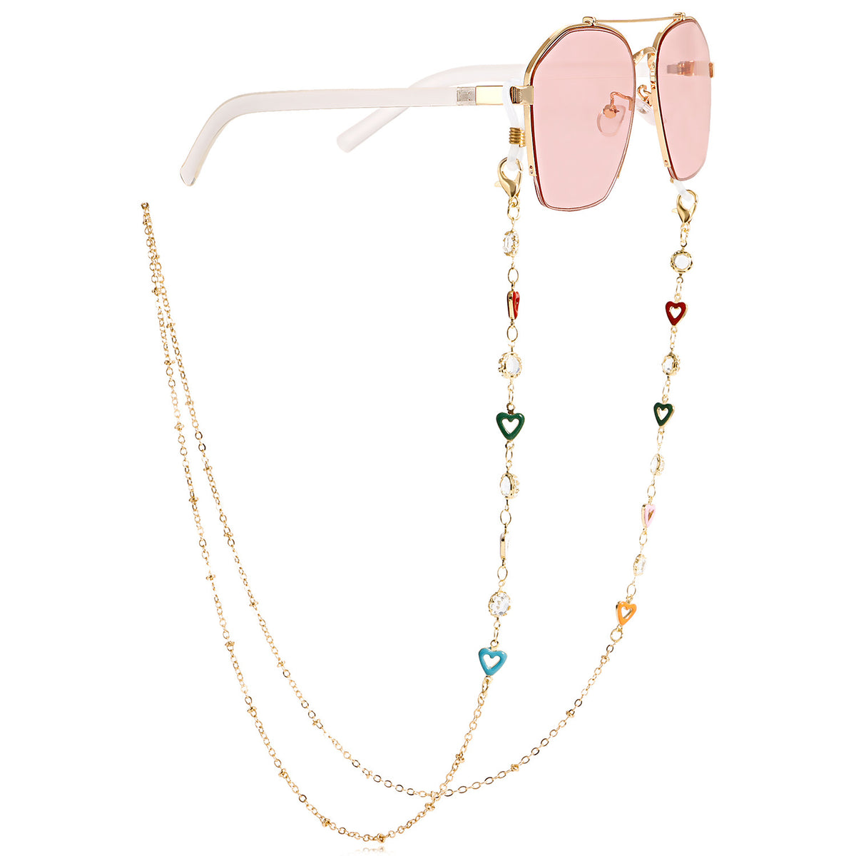 Heart Decor Metal Glasses Chain Eyeglasses Holder Non Slip Accessory