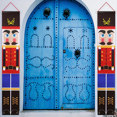2pcs Christmas Couplets Door Curtain Nutcracker Soldier Knights Flags