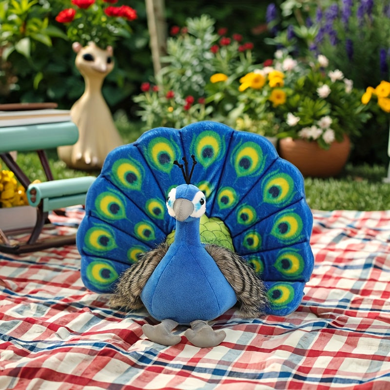 Realistic Peacock Plush Toy - Zoo Themed Stuffed Animal for Home Decor