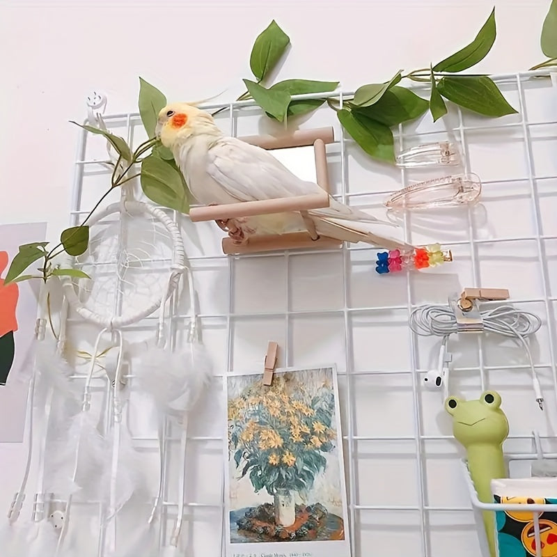 Bird Mirror Parrot Toy Wood Stair Climbing Jumping Ladder Pet Supplies Station