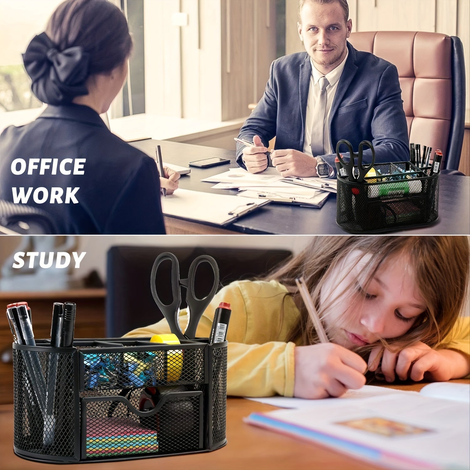 Pen Holder Storage Box with Drawer 22 X 11 X 10 5 Cm