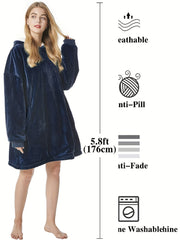  Fleece Hooded Lounge Robe with Pockets