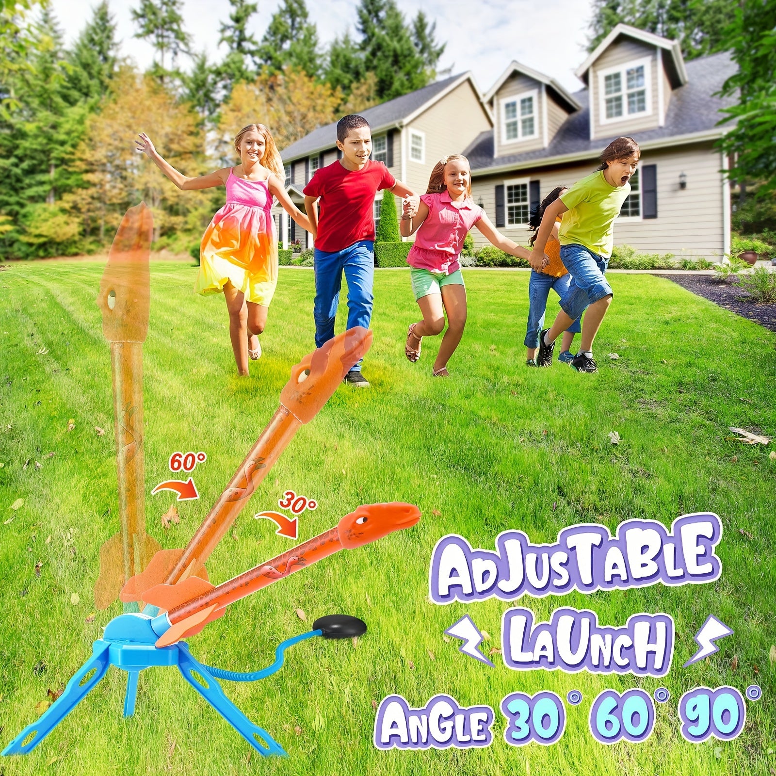 Dino Toy Rocket Launcher Kids 4 Colorful Dinos Outdoor Fun Toys Boys Girls