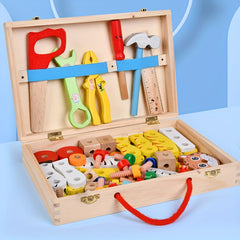 Kids' Animal & Vehicle Assembly Toolbox DIY Wooden Building Blocks Set