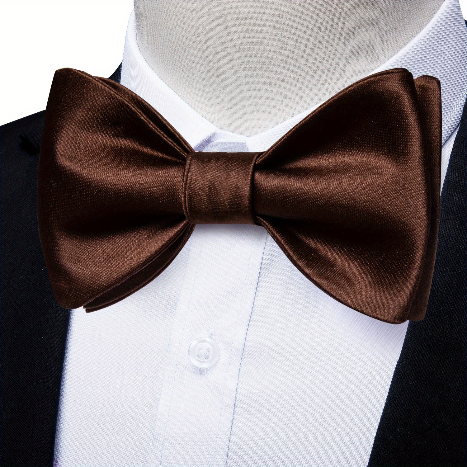 Formal Men's Silk Bow Tie Solid Pre self Bow Tie Square Cufflink Wedding Set