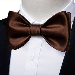 Formal Men's Silk Bow Tie Solid Pre self Bow Tie Square Cufflink Wedding Set