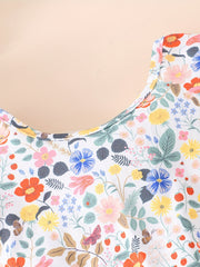 Toddler Flying Sleeve Floral Jumpsuit