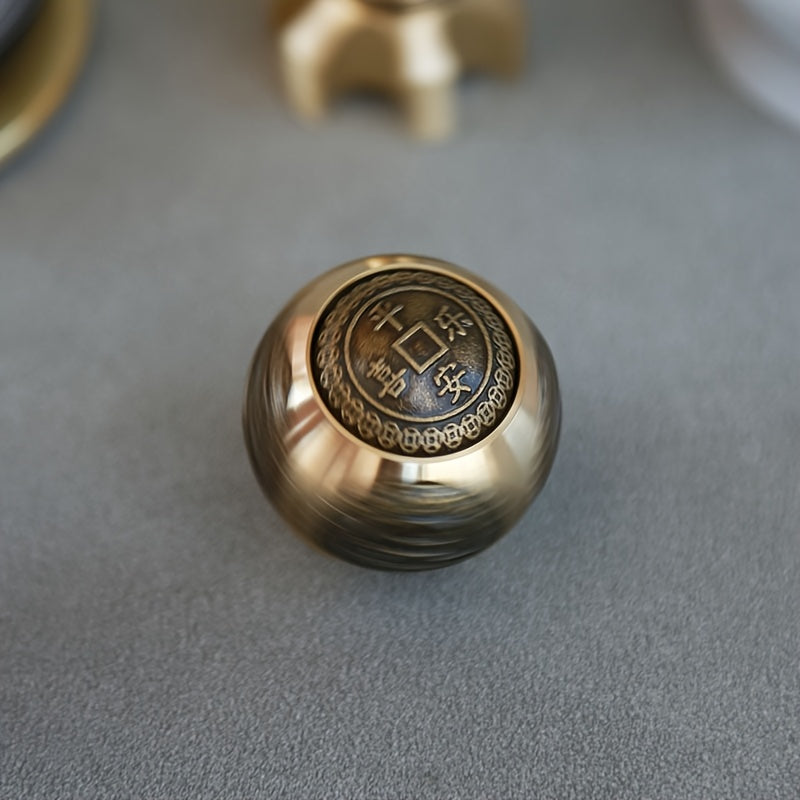 Vintage Brass Fidget Spinner Desk Ornament Lucky Charm Retro Style
