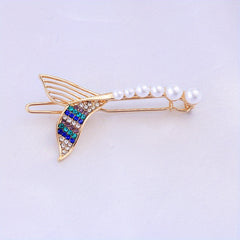 Faux Pearl Mermaid Hair Clip Rhinestone Bangs Clip Hair Jewelry