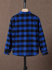 Boys Plaid Shirts Long Sleeve Button Down Tops Outwear Spring Fall