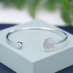 Zircon Life Tree Bracelet - Adjustable Cuff Bangle for Women