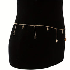 Rhombus Pendant Waist Chain Metal Belly Chain For Women