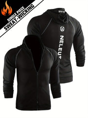 Men's Compression Zip Up Hoodie Sweat Absorbing Long Sleeve Tops