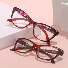 Retro Floral Cat Eye HD Reading Glasses for Women