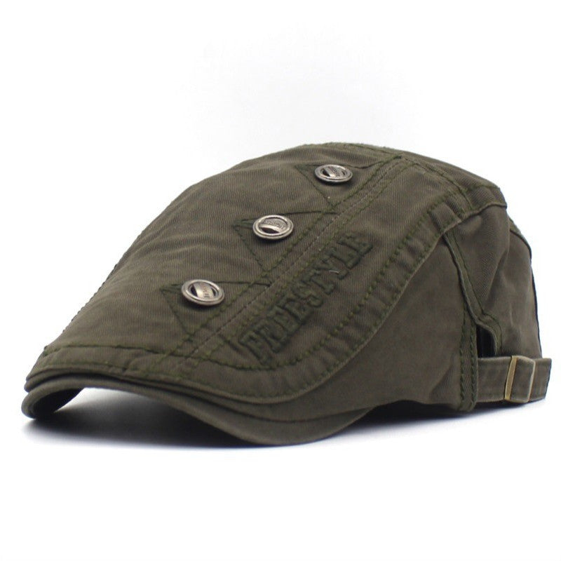 Men's Embroidered Peaked Cap Casual Sun Protection Beret