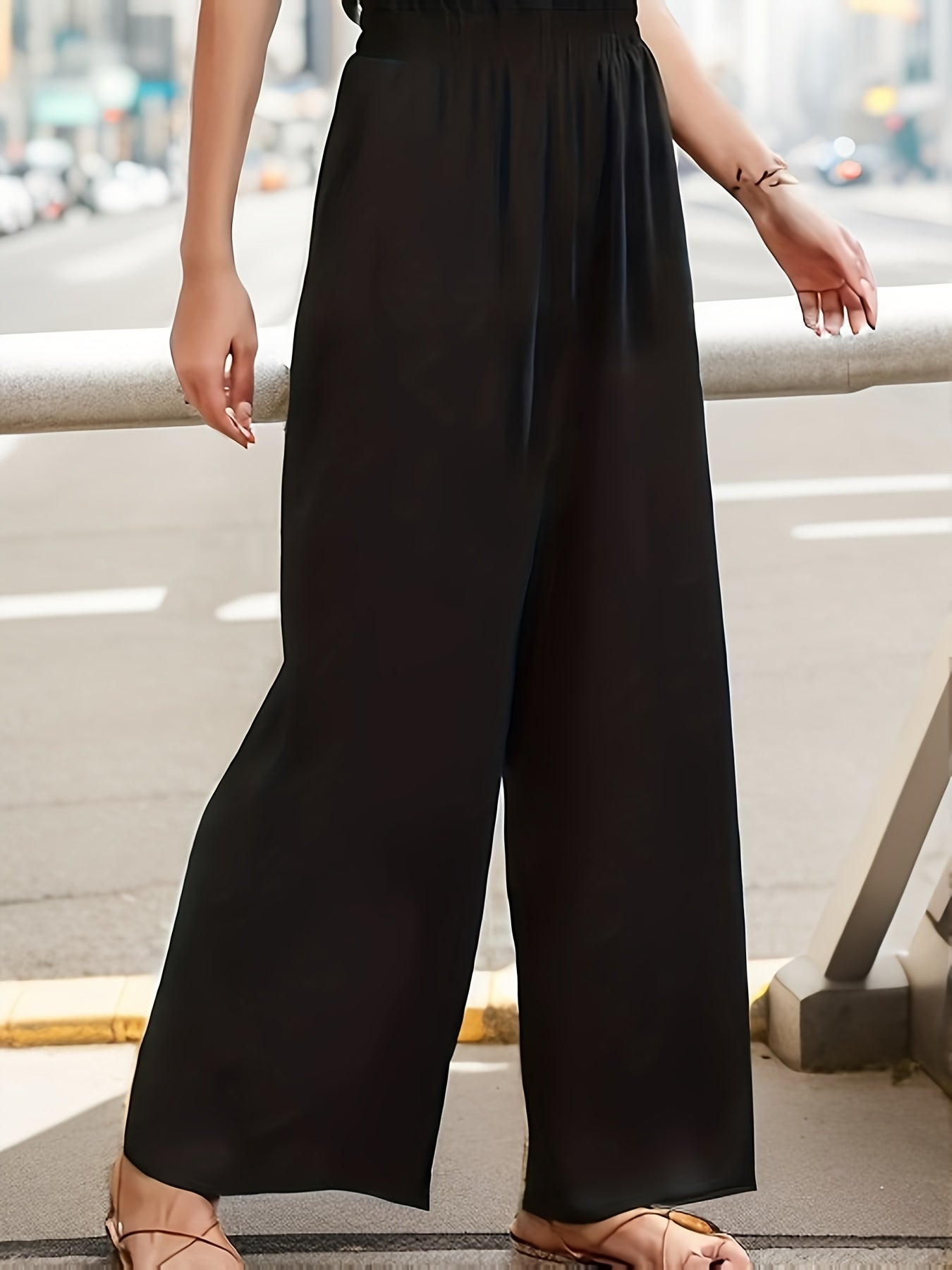  Wide Leg Paperbag Waist Pants With Pockets