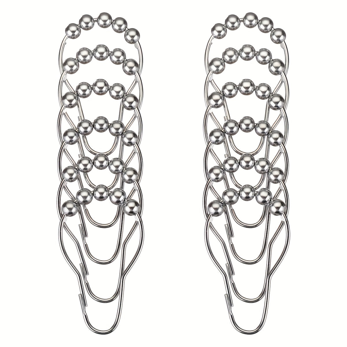 12pcs Stainless Steel Shower Curtain Rings Roller Ball Hooks