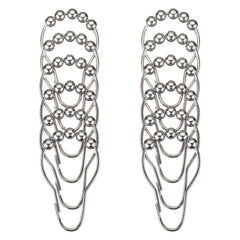 12pcs Stainless Steel Shower Curtain Rings Roller Ball Hooks