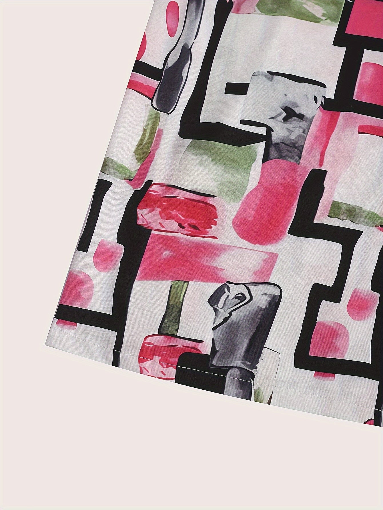 Print Elastic High Rise Wide Leg Trousers