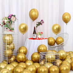 50 Golden Metallic Latex Balloons 10 Inch for Weddings Birthdays Anniversaries