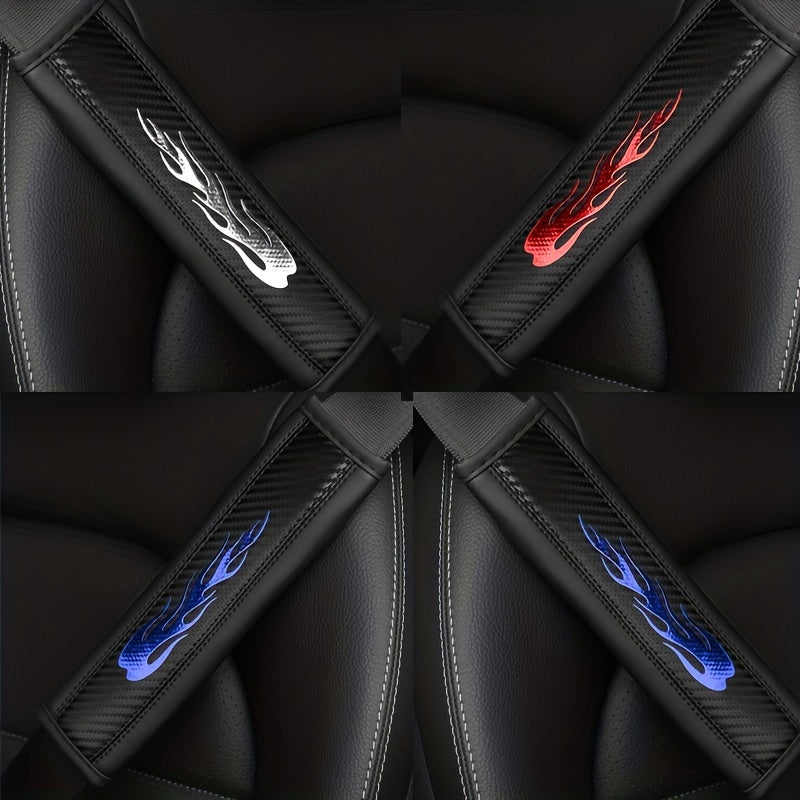Carbon Fiber Leather Pattern Shoulder Protector Set for Car Seat Belt