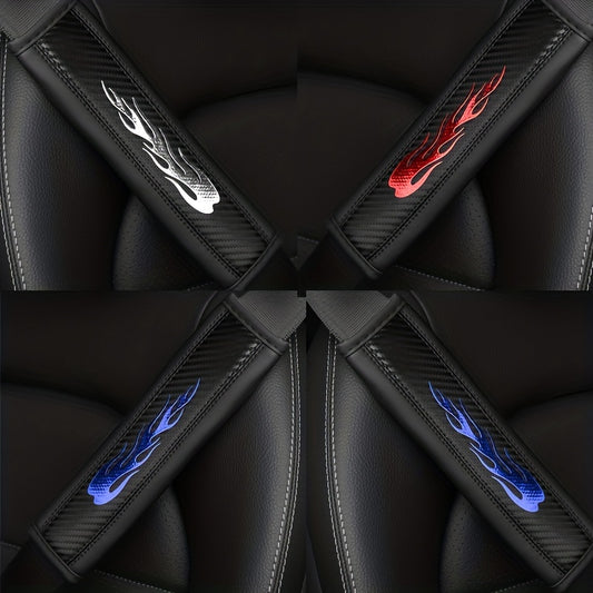 Carbon Fiber Leather Pattern Shoulder Protector Set for Car Seat Belt