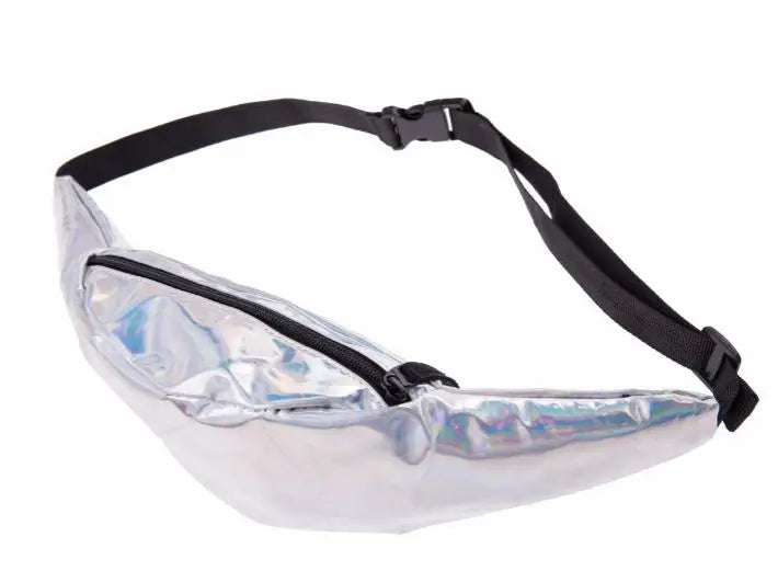 Hologram Fanny Pack for Women Waist Bag Belt Bag Men Pouch PU Purse Waist Bag