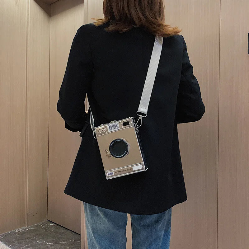 Small Crossbody Bag with Chains, PU Leather Shoulder Bag