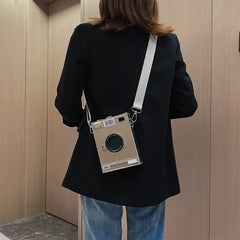 Small Crossbody Bag with Chains, PU Leather Shoulder Bag