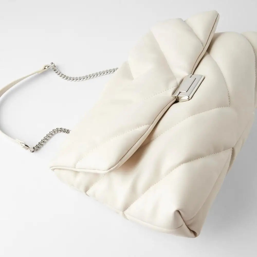 Leather Crossbody Bag with Chain Strap and Large Tote Design