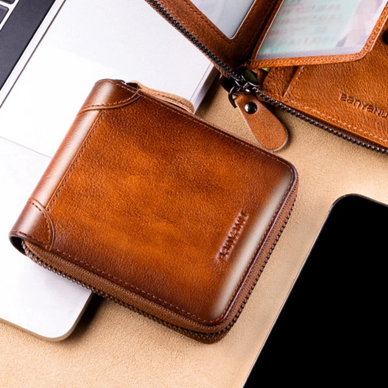 Classic Men's Leather Wallet with RFID Blocking