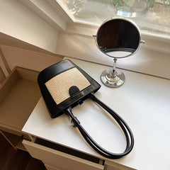 Niche Straw Bucket Bag Female Portable Retro Handbag