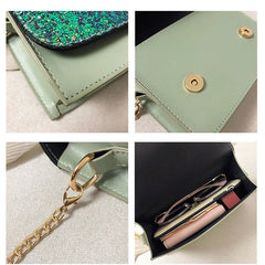 Tassel Chain Shoulder Bag for Women - PU Material