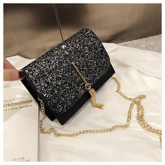 Tassel Chain Shoulder Bag for Women - PU Material