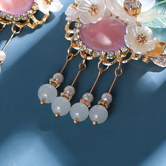 Vintage Flower Leaf Tassel Hairpin Hanfu Hairclip