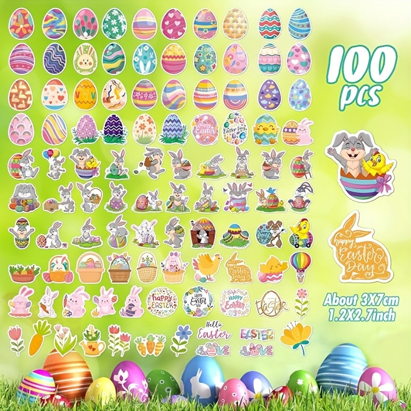 100pcs Easter Stickers Holographic Vinyl Reusable