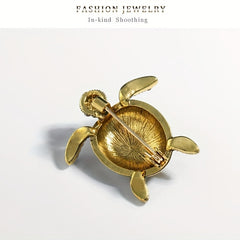 Men's Vintage Enamel Turtle Brooch Diamond Animal Pin