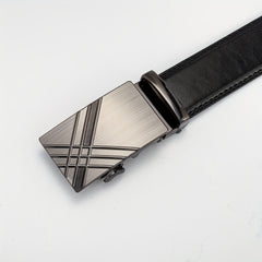 Silver Gray Glossy Auto Buckle Belt Casual Business Men's Belt