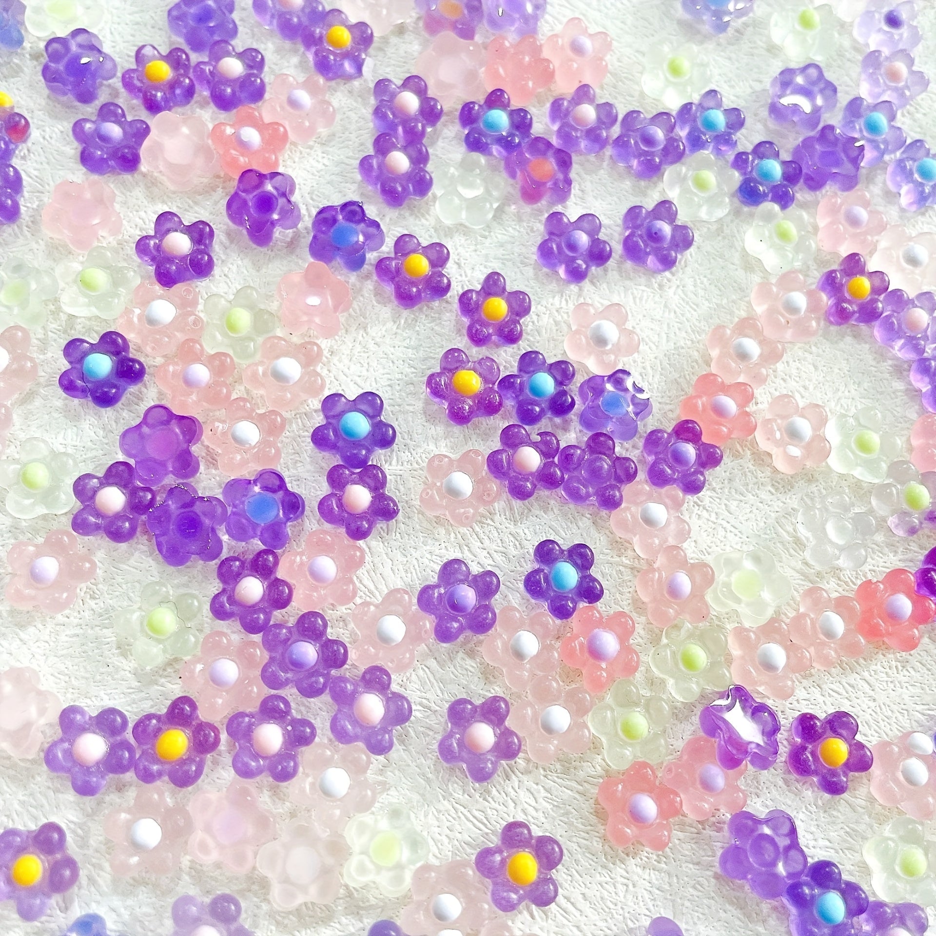 3D Flowers Nail Charms For Women Nail Art - Resin Luminous Nail Charms