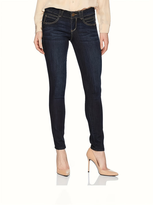  Washed Button Fly Stretch Skinny Jeans
