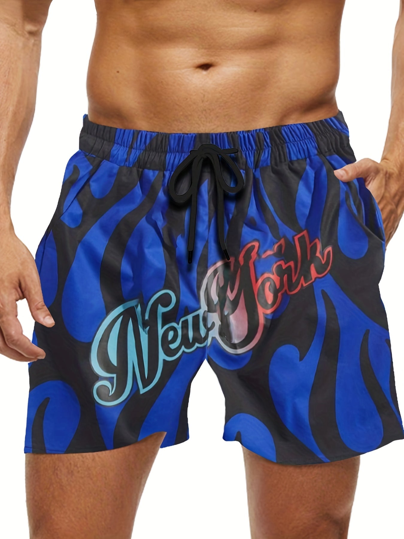NY Print Casual Summer Pool Beach Shorts Men's Lounge Shorts
